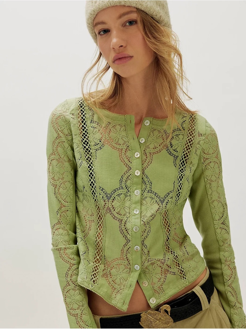 Free People Jae knit long sleeve tee NWT fresh green